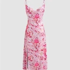 Cider Cowl Neck Butterfly & Floral Midi Dress